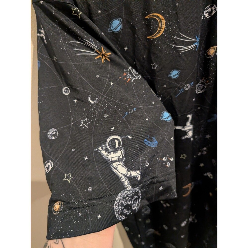 Waggle Medium Men's Mission Albatross Astronaut Golf Polo Shirt Black Novelty - Picture 5 of 7
